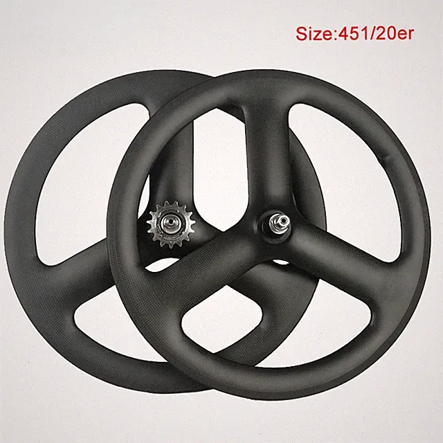 20er 451 3 Spokes Wheels Track Road Cyclocross Bike Carbon Wheelset Disc Brake