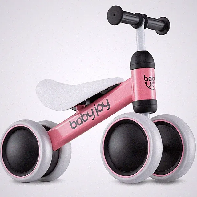 4 Wheels Baby Balance Bike for 2 Years Old Boys Girls w/ Soft Seat Ride On Toy