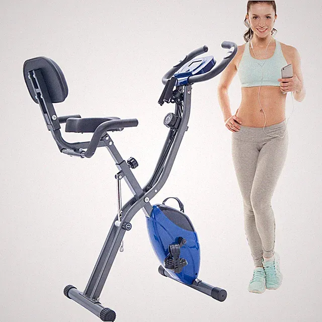 Folding Exercise Bike,Fitness Upright and Recumbent X-Bike,16-Level Adjustable
