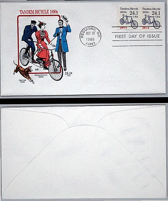 US FDC # 2266 24.1c Tandem Bicycle pair ArtCraft 2X s.cancel 1988, 9Q4182