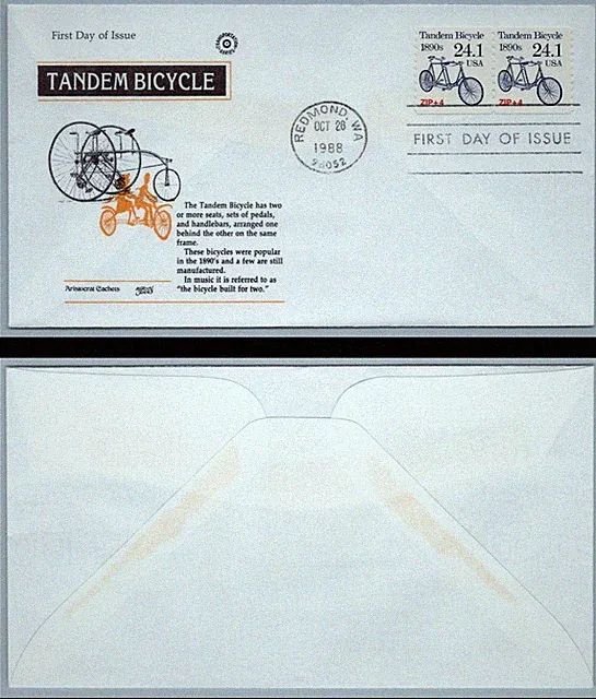 US FDC # 2266 24.1c Tandem Bicycle pair HF 2X s.cancel 1988, 9Q4181