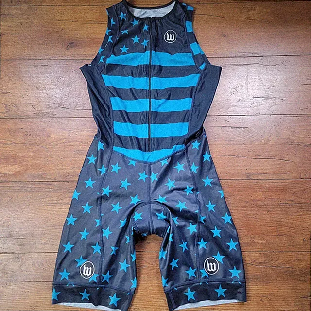 Wattie Ink Mens XL Triathlon Suit Trisuit Skinsuit Cycling 9/10 Stars Stripes